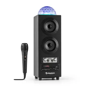 Auna DiskoStar Black, prijenosni Bluetooth zvučnik, USB, baterija, LED, mikrofon