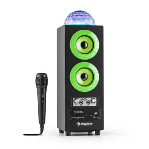 Auna DiskoStar Green, prijenosni Bluetooth zvučnik, USB, baterija, LED, mikrofon