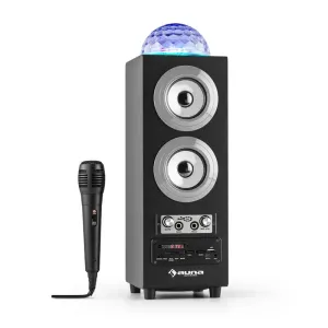 Auna DiskoStar Silver, prijenosni Bluetooth zvučnik, USB, baterija, LED, mikrofon