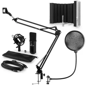 Auna CM001B , mikrofon set V5, kondenzatorski mikrofon, nosač mikrofona, panel, pop filter, crna boja