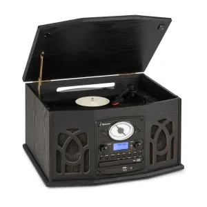 Auna NR-620, DAB,  stereo sustav, drvo, gramofon, DAB+, CD player, crna boja