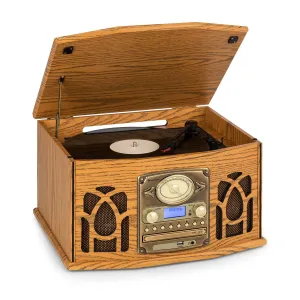 Auna NR-620 DAB,  stereo sustav, drvo, gramofon, DAB+, CD player, smeđa boja
