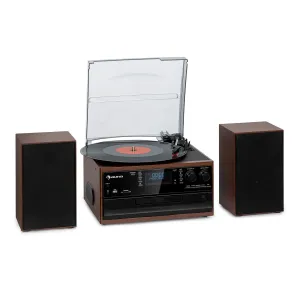 Auna Oakland DAB Plus, retro stereo sustav, DAB +/- FM, BT funkcija, vinil, CD player, kasetofon. uključujući zvučnike #3968
