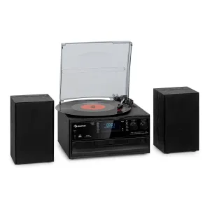 Auna Oakland DAB Plus, retro stereo sustav, DAB +/- FM, BT funkcija, vinil, CD player, kasetofon. uključujući zvučnike #3969