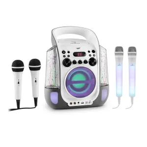 Auna Kara Liquida, siva boja + Dazzl set mikrofona, karaoke uređaj, mikrofon, LED osvjetljenje