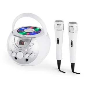 Auna SingSing, bijeli, prijenosan karaoke sustav, LED, rad na baterije, 2 x mikrofon