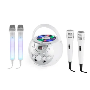 Auna SingSing bijeli + Dazzl Mic Set karaoke uređaj, mikrofon, LED osvjetljenje