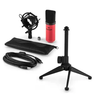 Auna MIC-900RD V1, USB mikrofon set, crveni, kondenzatorski mikrofon + stalak za stol