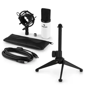 Auna MIC-900WH V1, USB mikrofon set, bijeli, kondenzatorski mikrofon + stalak za stol