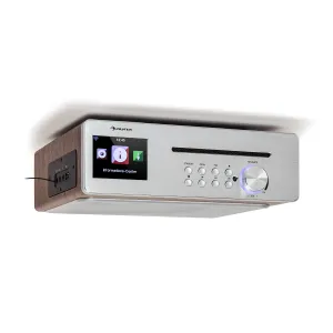 Auna Silver Star Chef, kuhinjski radio, 20 W max., CD, BT, USB, internet/DAB+/FM, srebrni