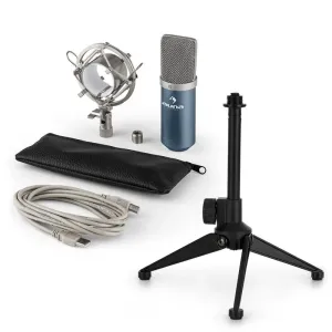 Auna MIC-900BL V1, USB mikrofon set, plavi, kondenzatorski mikrofon + stalak za stol