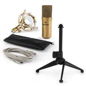 Auna MIC-900G V1, USB mikrofon set, zlatni, kondenzatorski mikrofon + stalak za stol