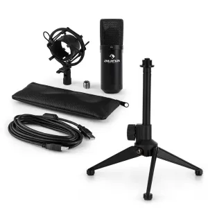 Auna MIC-900B V1, USB mikrofon set, crni, kondenzatorski mikrofon + stalak za stol