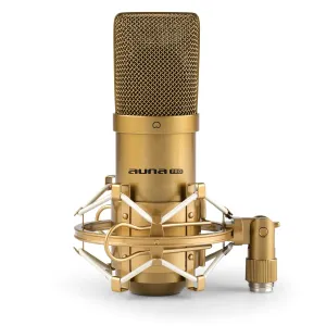 Auna Pro MIC-900G, USB kondenzatorski mikrofon, studijski, kardioidni, zlatna boja
