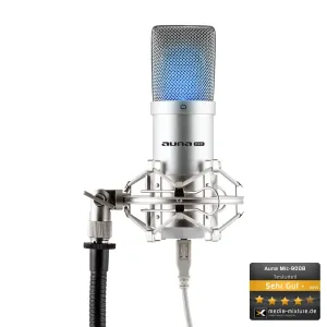 Auna Pro MIC-900S-LED, srebrni, studijski USB kondenzatorski mikrofon, LED
