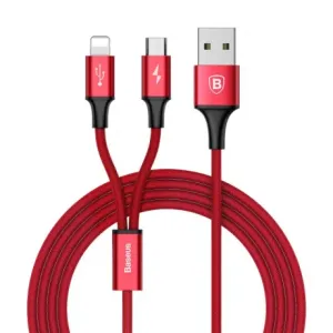 Baseus Rapid 2in1 kabel USB - Lightning / Micro USB 3A 1.2m, crvena #362147