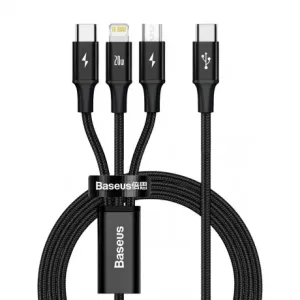 Baseus Rapid kabel USB-C - Micro USB / Lightning / USB-C PD 20W 1.5m, crno #395037