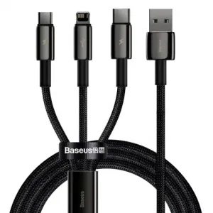 Baseus Tungsten 3in1 kabel USB - Lightning / USB-C / Micro USB 3.5A 1.5m, crno #361995