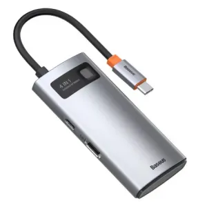 Baseus Metal Gleam HUB adapter USB-C - USB-C PD 100W / HDMI 4K / 1x USB 3.2 / 1x USB 2.0, siva #361989