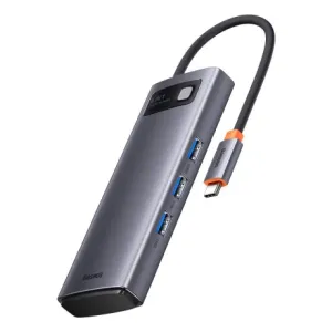 Baseus Metal Gleam USB-C HUB adapter 3x USB 3.2 / PD / SD / TF, siva #362187