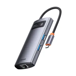 Baseus Metal Gleam USB-C HUB adapter 3x USB 3.2 / RJ45, siva #362199