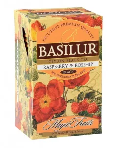 Aromatizovaný černý čaj, Basilur Magic Raspberry and Rosehip, porcovaný s přebalem, 25 sáčků