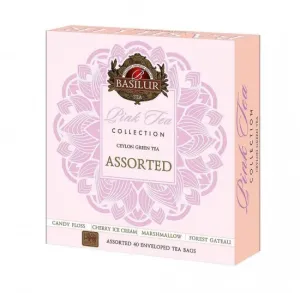 Dárková kolekce čajů, Basilur Pink Tea Assorted, papírová kazeta, porcovaný, 40 sáčků