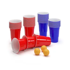 BeerCup Nadal 16 Oz, set crvenih i plavih čaša za zabavu, dvije boje, uključujući kuglice i pravila