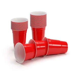 BeerCup Nadal Classics, crvene party čaše, 16 oz, 473 ml, čaše za piće, za višekratnu upotrebu, čvrste #4442