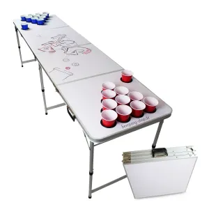 BeerCup Backspin, stol za Beer Pong, set, bijeli, DIY, ručke, držači loptica, 6 loptica #4438