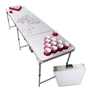 BeerCup Backspin, stol za Beer Pong, set, bijeli, DIY, ručke, držači loptica, 6 loptica #4460