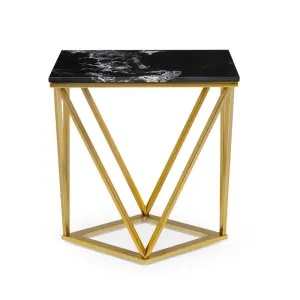 Besoa Black Onyx II, stol za kavu,  50 x 55 x 35 cm (Š x V x D), imitacija mramora, zlatno/crni