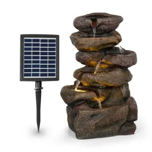 Blumfeldt Savona, solarna fontana, 2,8 W, poliresin, 5 sati, baterija, LED rasvjeta, izgled kamena