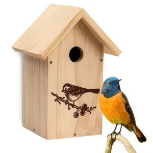 Blumfeldt Ptičja kućica za ptice koje se gnijezde u rupama, šiljasti krov, neobrađeno drvo, viseće oko, predmontirano