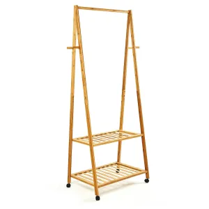 Blumfeldt Vješalica, stalak za odjeću, 4 kotača, 2 police, 60 × 162 × 42,5 cm, 100% bambus