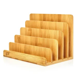 Blumfeldt Stalak za papire s 5 pretinaca, A4, 25 × 17,5 × 16 cm, stojeći ili ležeći, bambus