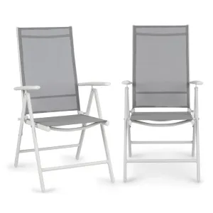 Blumfeldt Almeria, sklopiva stolica, set 2 komada, 56,5 x 107 x 68 cm, comfortmesh, aluminij, bijela