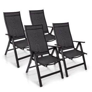 Blumfeldt London, vrtna stolica, set od 4 komada, tekstil, aluminij, 6 položaja, sklopiva #5779