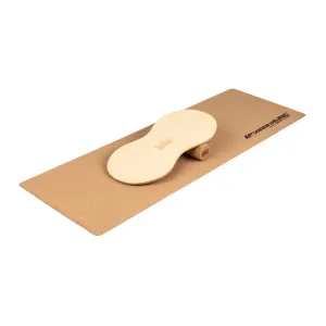 BoarderKING Indoorboard Physio natur, ploča za balansiranje, podložak, valjak, drvo/pluto