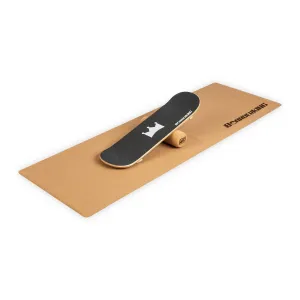 BoarderKING Indoorboard Skate, daska za ravnotežu, podloška, ​​valjak, drvo / pluta, crna