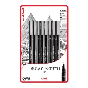 Set UNI PIN fineliner markera Draw and Sketch 8 kom