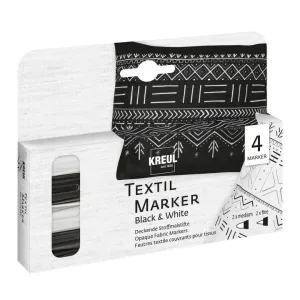 Markeri za tekstil Black and White 4 kom - KREUL (Flomasteri)