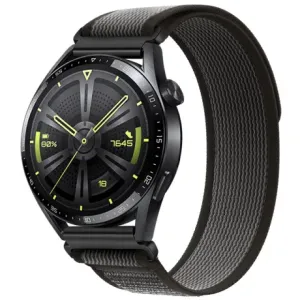 BStrap Velcro Nylon remen za Huawei Watch 3 / 3 Pro, black gray