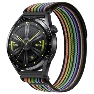 BStrap Velcro Nylon remen za Huawei Watch 3 / 3 Pro, black rainbow
