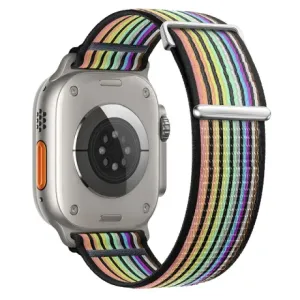 BStrap Velcro Nylon remen za Apple Watch 42/44/45mm, black rainbow