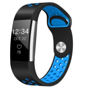BStrap Silicone Sport (Large) remen za Fitbit Charge 2, black/blue