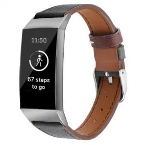 BStrap Leather Italy (Large) remen za Fitbit Charge 3 / 4, black