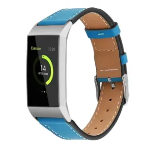 BStrap Leather Italy (Large) remen za Fitbit Charge 3 / 4, blue