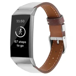 BStrap Leather Italy (Large) remen za Fitbit Charge 3 / 4, white