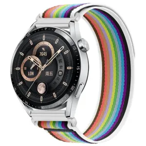BStrap Velcro Nylon remen za Huawei Watch GT 42mm, white rainbow